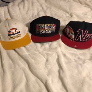 Lot of 3 Denver Nuggets Throwback SnapBack Hats